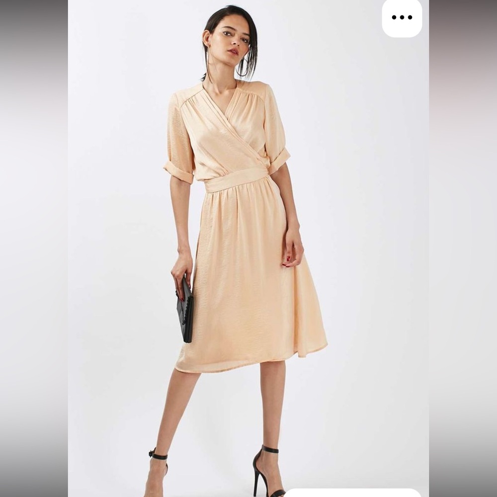 TOPSHOP Satin Wrap Dress Champagne Color Size 4
